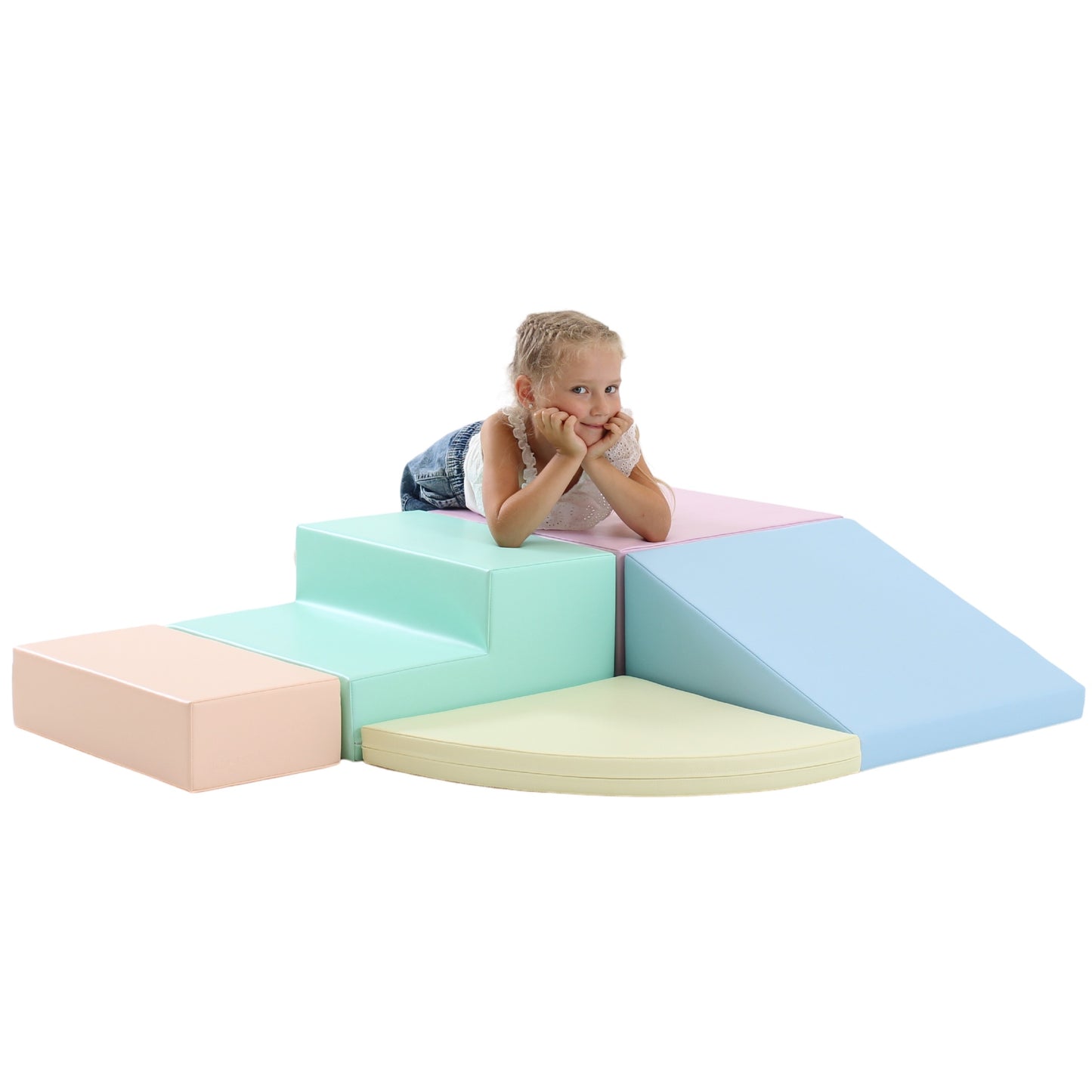 Soft Play 5 Foam Block Set - Light Pastel Corner Climber XL