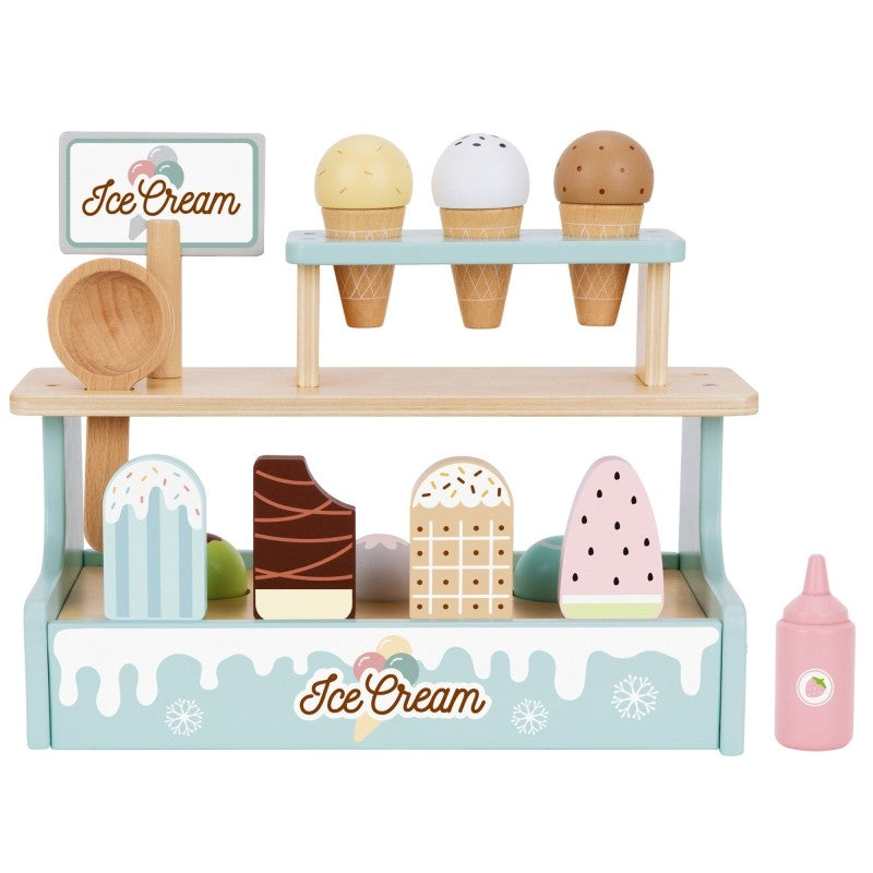 Wooden Ice Cream Shop Set with Ice Cream Stand