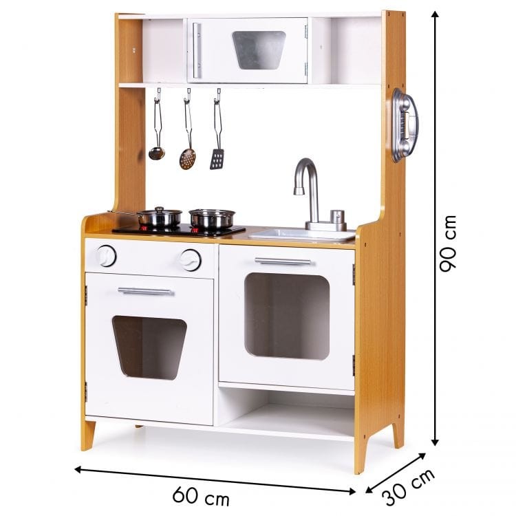Wooden Play Kitchen with Multimedia Burners